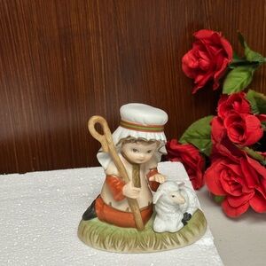 Vintage Home Interiors Shepherd Figurine with Lamb